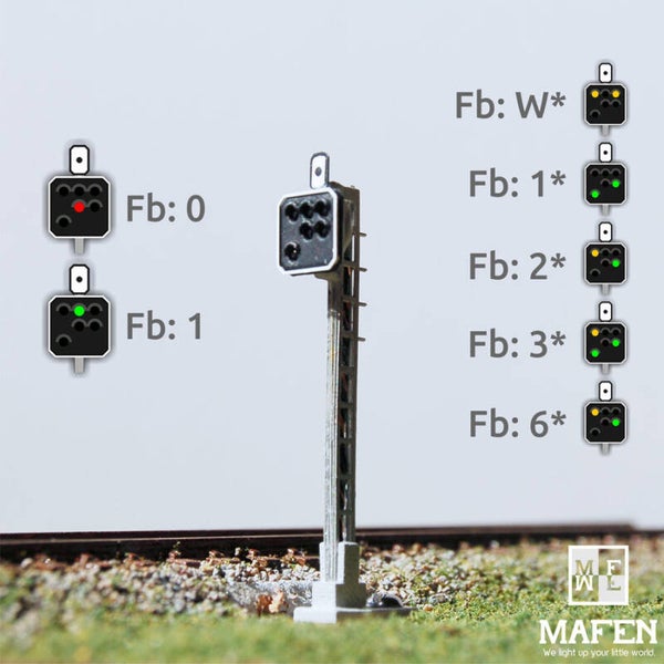 MAFEN 413614 - N SBB - Blocksignal mit 7 LEDs (Gelb/Grün+Grün/Rot+Gelb/Grün/Gelb)