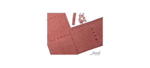Juweela 28366 - 1:87 FLEXYWAY Pflasterstraße Fischgrät rot 3x