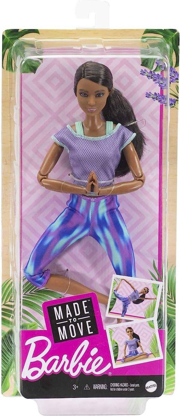 MATTEL BARBIE - Made to Move Puppe mit dunkle braunem Haar, bewegliche und sportliche GFX06