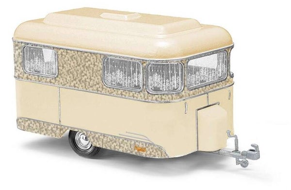 BUSCH 51703 H0 Nagetusch Wohnwagen, Beige/Silber