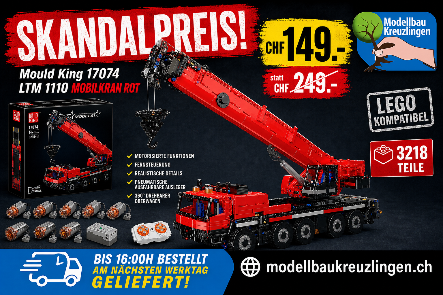 Mould King 17074 LTM 1110 Mobilkran Rot