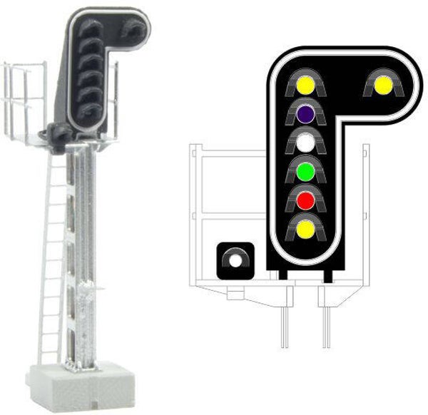 MAFEN 413212 - N SNCF - Hauptsignal mit 8 LEDs (Doppelgelb/Violett/Weiss/Grün/Rot/Gelb/Weiss)
