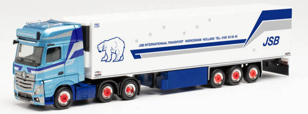 Herpa 314312 - H0 Mercedes-Benz Actros Gigaspace 18 6x2 Kühlkoffer-Sattelzug "JSB Transport"