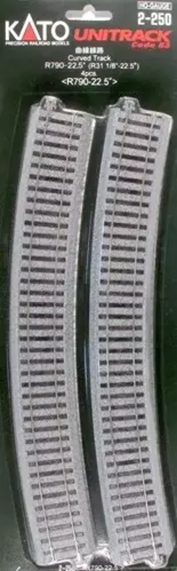 KATO N 7002250 Gebogenes Gleis R790-22,5°, 4 Stück
