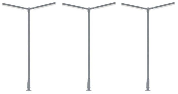 FALLER 180122 H0 LED-Kreuzmastleuchte, zweiarmig, kaltweiß, 3 Stück