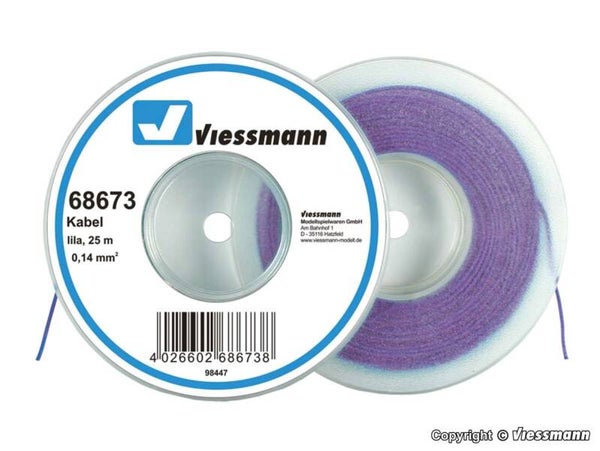Viessmann 68673 Kabel auf Abrollspule 0,14 mm², lila, 25 m