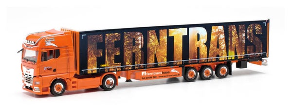 Herpa 314633 - H0 MAN TGX GX Individual 15m Gardinenplanen-Sattelzug "Ferntrans Haas" (Baden-Württemberg/Schenkenzell)