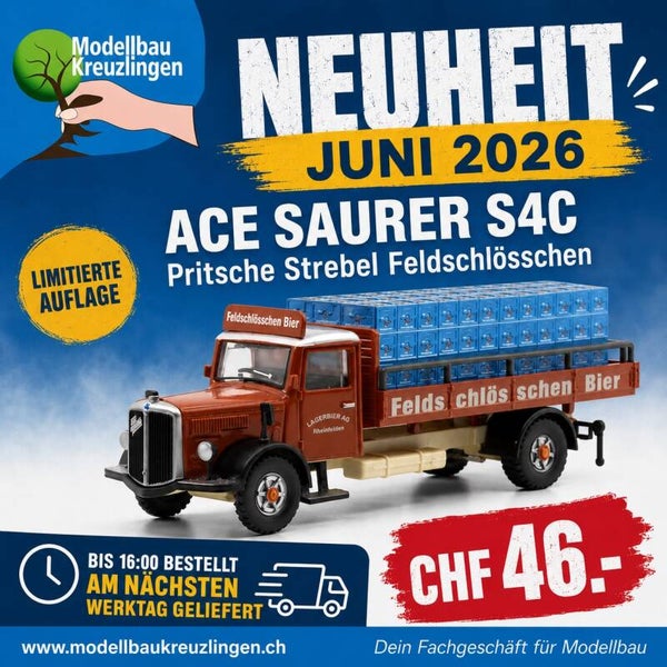 ACE 002370 Saurer S4C Pritsche Strebel Feldschlösschen