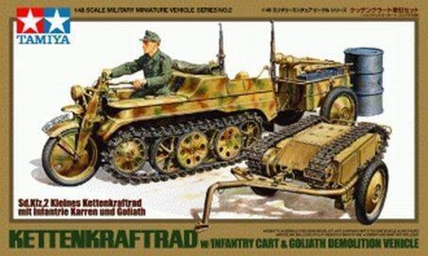 TAMIYA 32502 1:48 Kettenkraftrad w/Cart+Goliath
