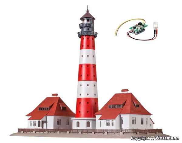 Kibri 37300 N Leuchtturm Westerheversand mit 2 Nebengebäuden, Funktionsbausatz
