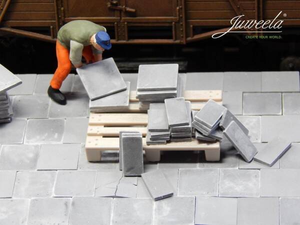 Juweela 24153 - 1:45 1:50 Gewegplatten 25x50 - grau hell, 260x