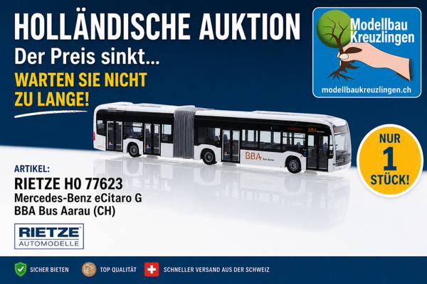 RIETZE H0 77623 Mercedes-Benz eCitaro G BBA Bus Aarau (CH)