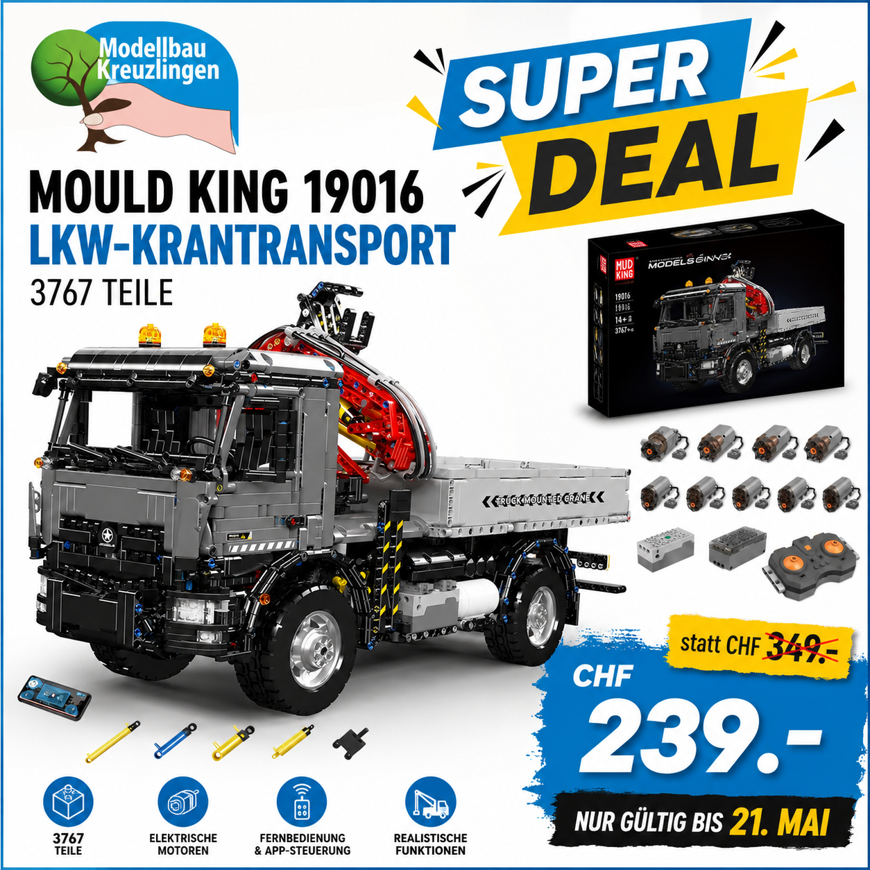 Mould King 19016 LKW-Krantransport