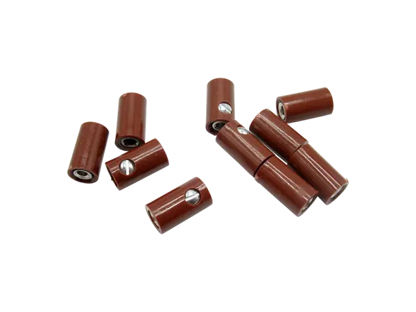 Schönwitz 51402 - 10 Stück Querlochstecker Buchse Kupplung Muffe 2,6mm braun