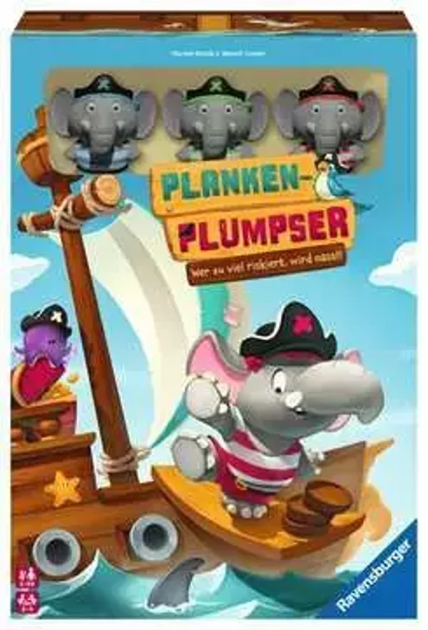 Ravensburger Kinderspiel 22342 - Planken-Plumpser - Wer zu viel riskiert, wird nass!!