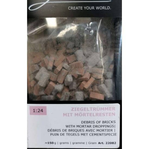 Juweela 22082 - 1:24 Ziegeltrümmer rot, mit Mörtel, 150g