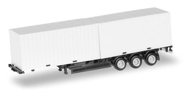Herpa 076494 - H0 40 ft. Containerchassis Krone mit 2 x 20 ft. Container, Chassis schwarz