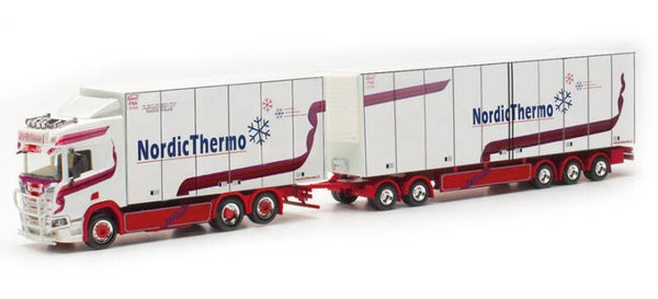 Herpa 315550 - H0 Scania CR 20 HD Schwedencombi "Salonen/Nordic Thermo" (Finnland/Kannus)