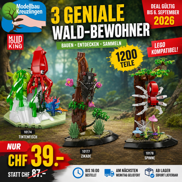 Mould King Tintenfisch, Zikade und Spinne