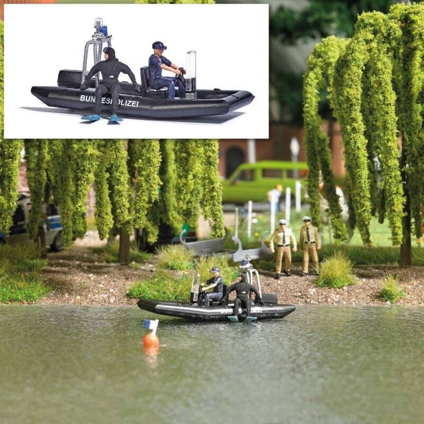 BUSCH 5485 H0 See mit fahrendem Polizeiboot