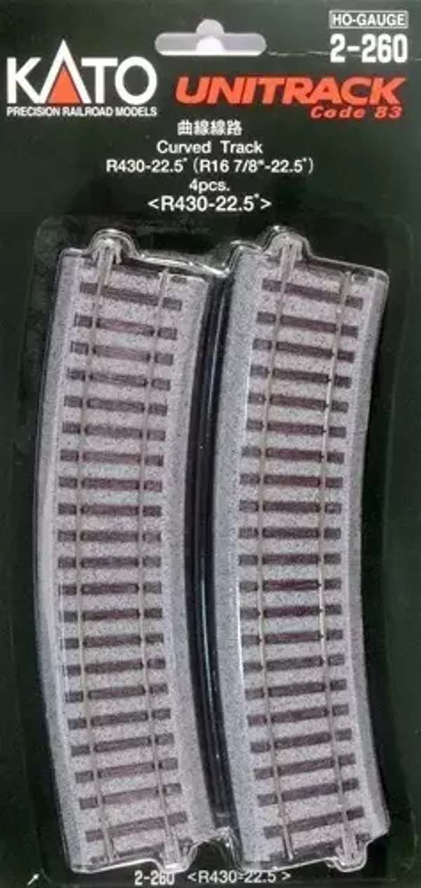 KATO N 7002260 Gebogenes Gleis R430-22,5°, 4 Stück