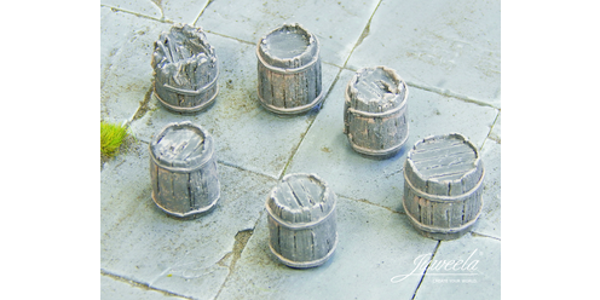 Juweela 24196 - 1:45/50 alte Holzfässer dunkel, 6x