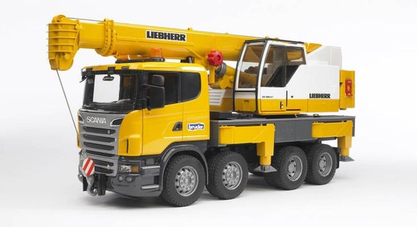 bruder 03570 SCANIA R-Serie Liebherr Kran-LKW mit Light and Sound Modul (inkl.Batterie)