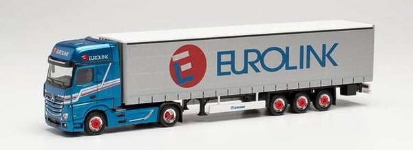 Herpa 314855 - H0 Mercedes-Benz Actros GigaSpace Gardinenplanen-Sattelzug Eurolink