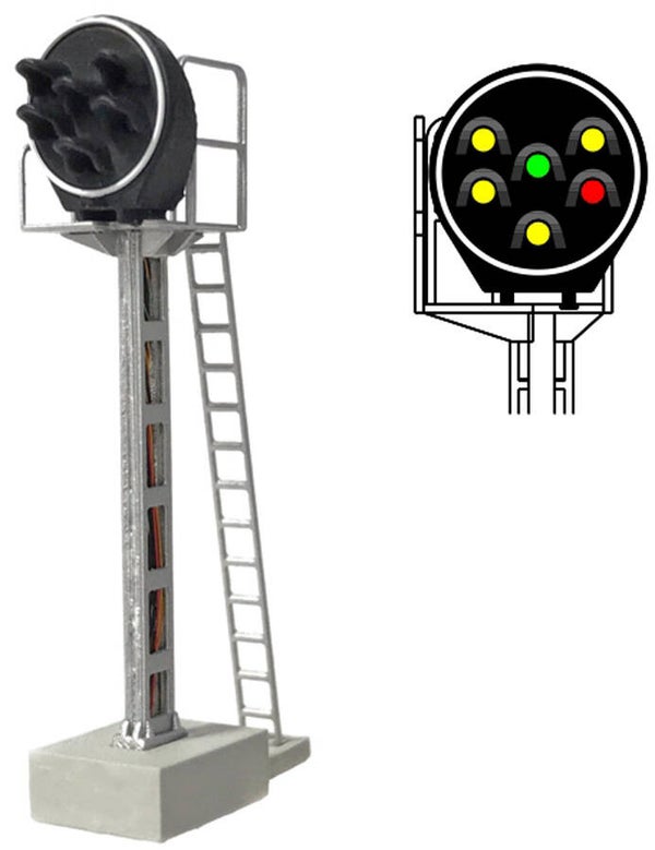 MAFEN 413222 - N SNCF - Signal Disktyp 6-Lichter (4 Gelbe, 1 Vert, 1 Rot)