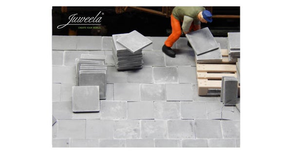 Juweela 22087 - 1:24 Gehwegplatten 50x50, grau dunkel, 60x