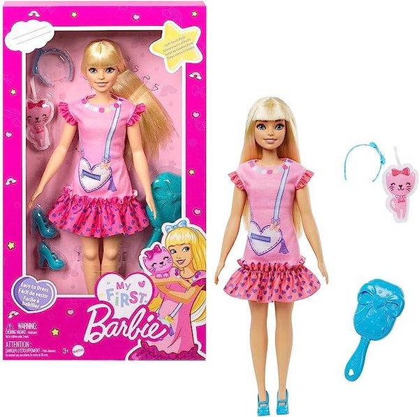 MATTEL BARBIE My First Barbie-Puppe - 34 cm, weicher Körper, einfaches Ankleiden HLL19