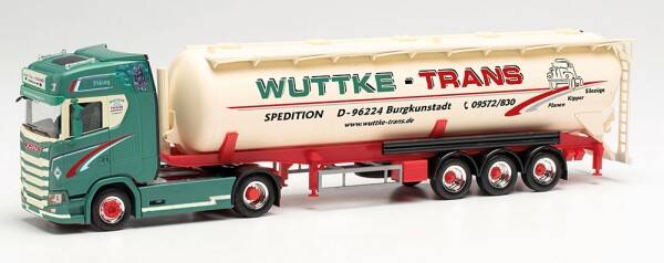 Herpa 314886 - H0 Scania CS 20 HD Silo-Sattelzug "Wuttke-Trans Burgkunstadt"