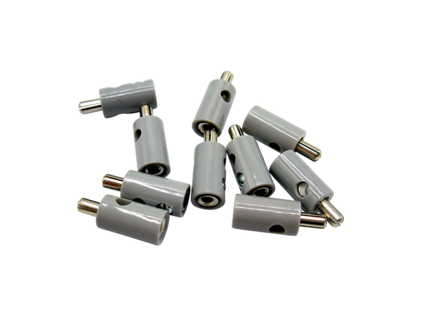 Schönwitz 51398 - 10 Stück Querlochstecker Bananenstecker 2,6mm grau