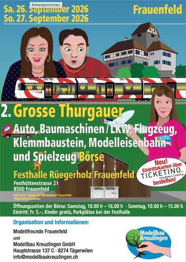 Hallentisch 2. Grosse Thurgauer Auto, Baumaschinen/LKW, Flugzeug, Klemmbaustein, Modelleisenbahn und Spielzeug Börse Frauenfeld Sonntag 27. September 2026