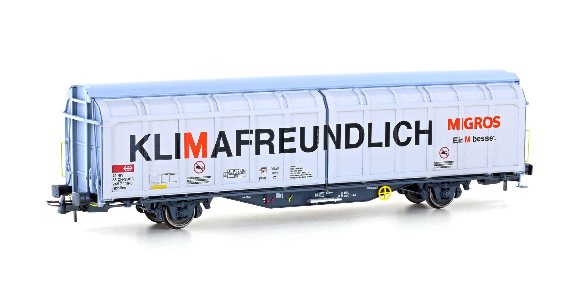 HOBBYTRAIN H45102 SBB 2-achsiger Schiebewandwagen Hbbillns Migros, Ep.VI