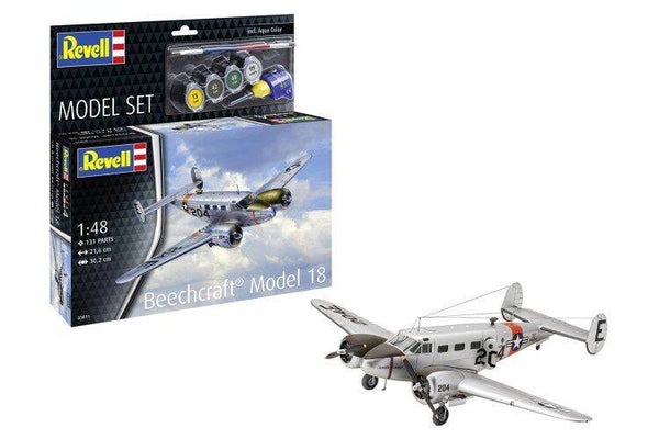 REVELL 63811 Model Set Beechcraft Model 18 inkl. Farben, Pinsel und Leim