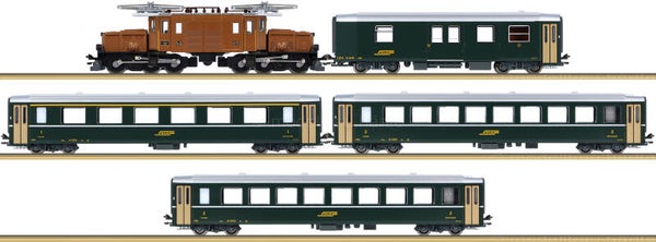 KATO N 10-1987 RhB Personenzug E-Lok Ge 6/6 I Krokodil + 3 PW + 1 Gepäckwagen