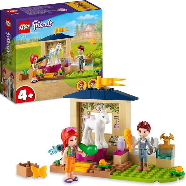 LEGO Friends 41696 Ponypflege, Pferdestall mit Pferd-Figur und Mia Mini-Puppe