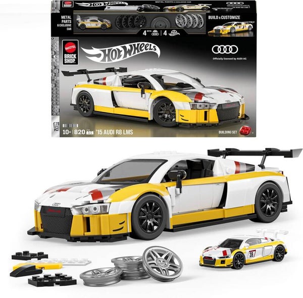 Mattel Brick Shop Hot Wheels Elite Serie Bauset, ’15 Audi R8 LMS JFT18