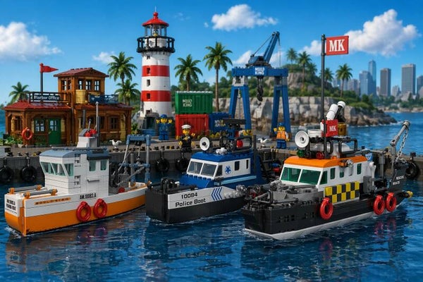 Mould King Britisches Rettungsboot / Fischerboot und Polizei Boot