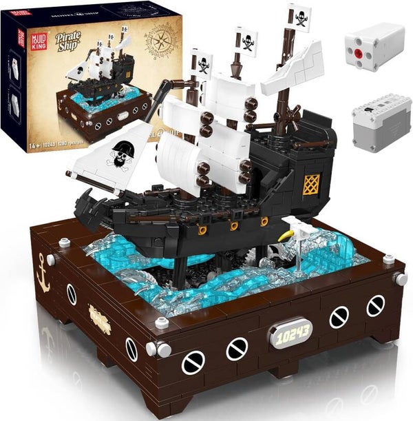 Mould King 10243 Piratenschiff Klemmbaustein-Set mit Displayständer