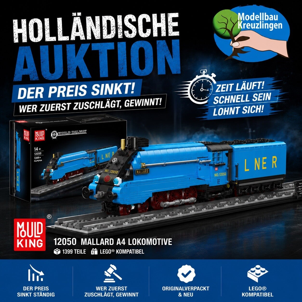 Mould King 12050 Mallard A4 Lokomotive
