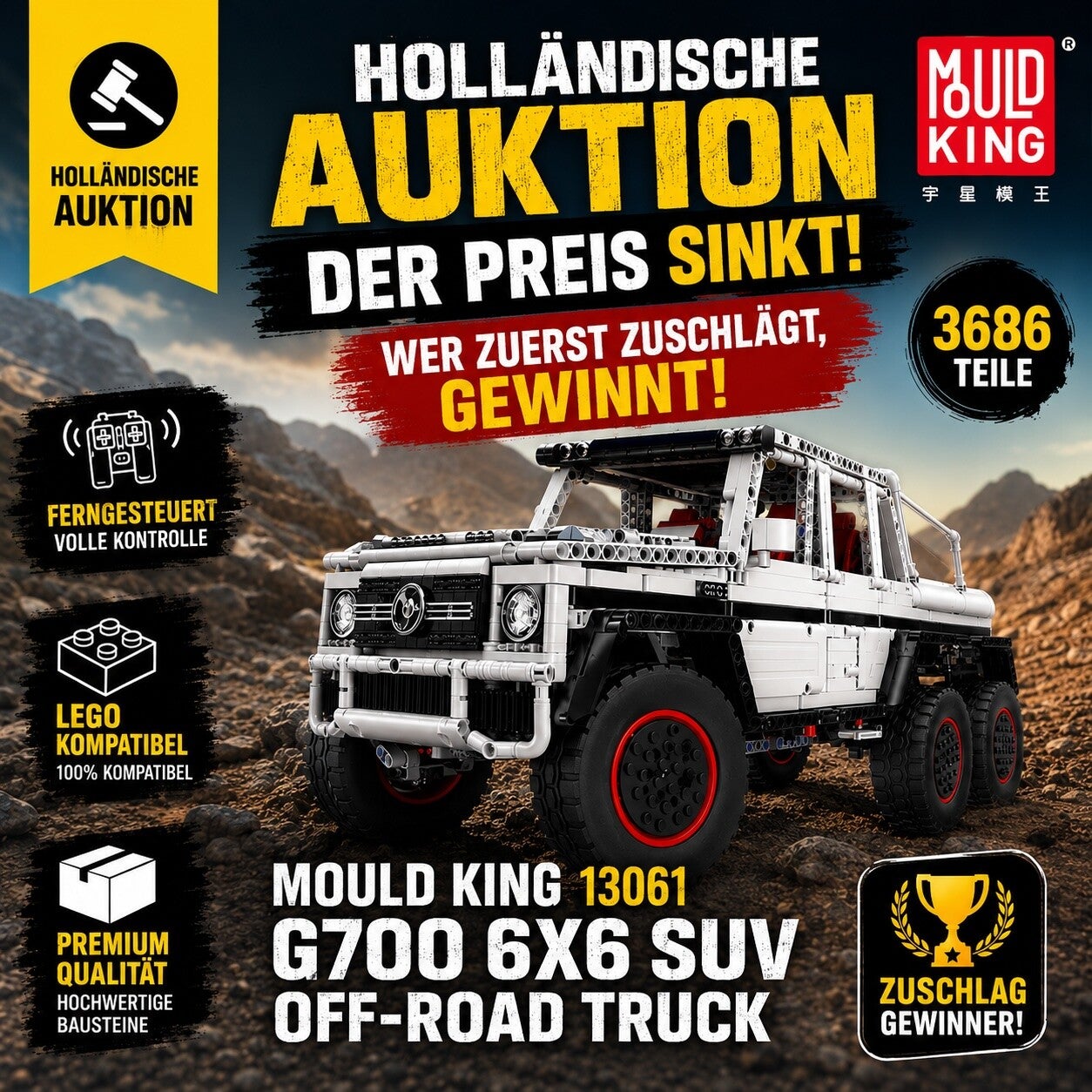 Mould King 13061 G700 6x6 SUV Off-Road Truck