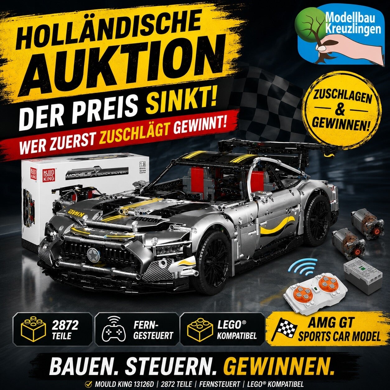 Mould King 13126D AMG GT Sports Car Model