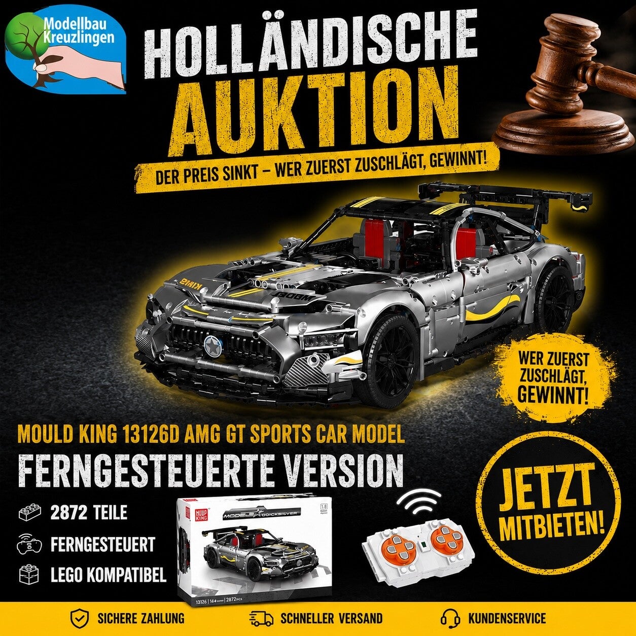 Mould King 13126D AMG GT Sports Car Model