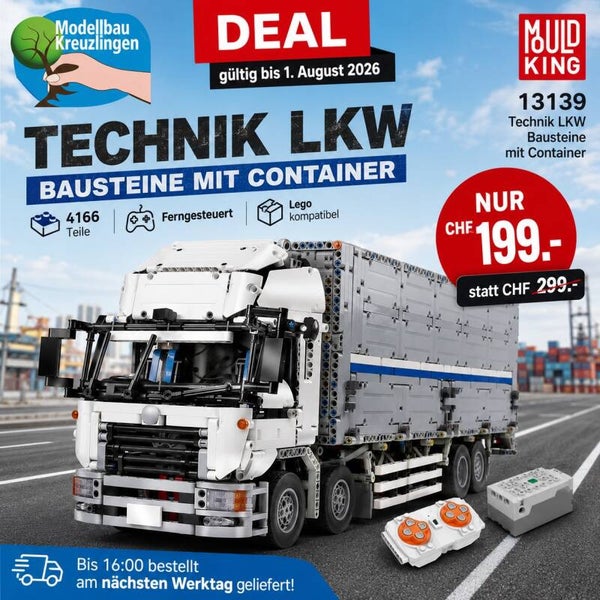 Mould King 13139 Technik LKW Bausteine mit Container