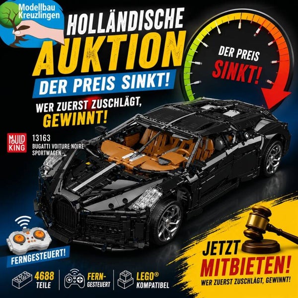 Mould King 13163 Bugatti Voiture Noire Sportwagen