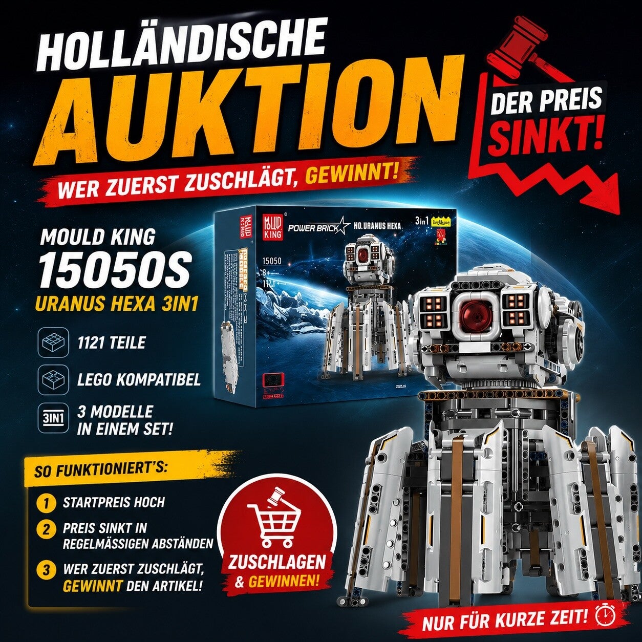 Mould King 15050S Uranus Hexa 3in1