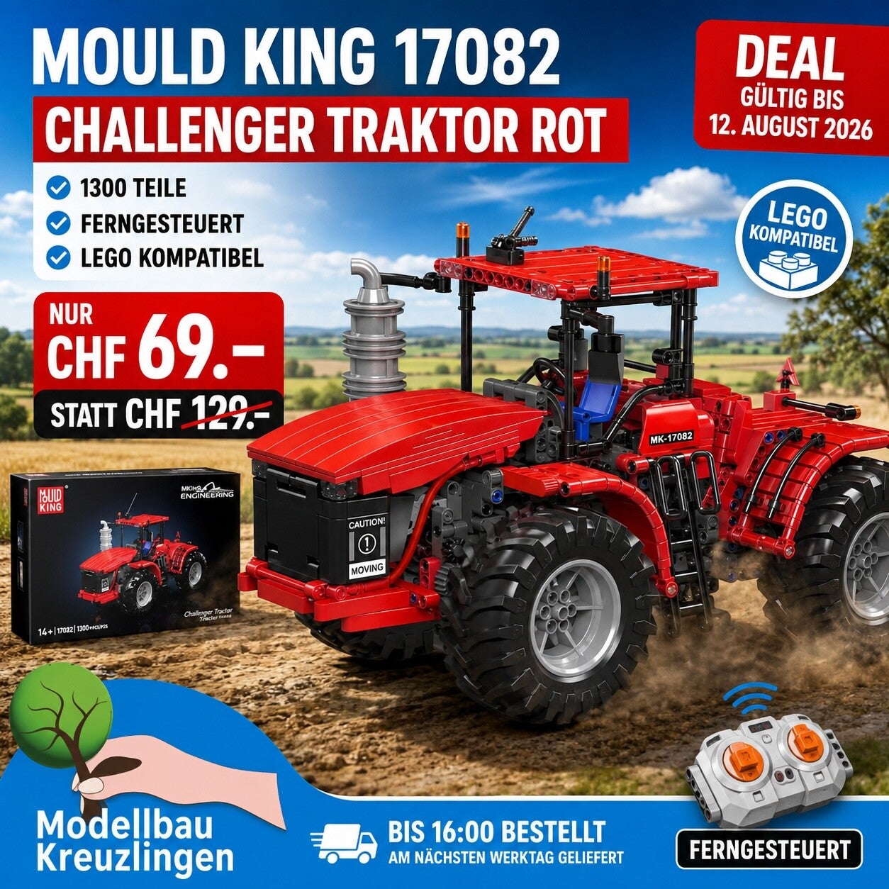 Mould King 17082 Challenger Traktor Rot