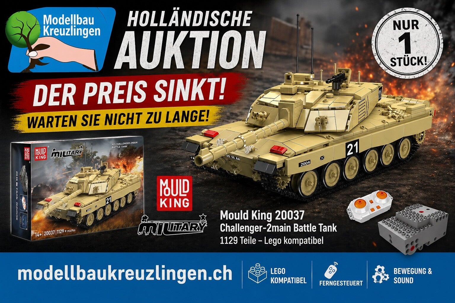Mould King 20037 Challenger-2main Battle Tank